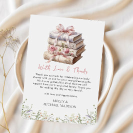 Agradecimento Cartão de Obrigado para Chá de Bebê do Livro com L