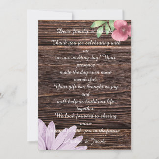Agradecimento Cartão de Obrigado Rustic Wooden floral