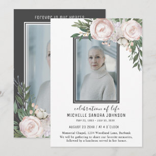 Agradecimento Cartão de Oração Floral Memorial da Cinza Fotográf