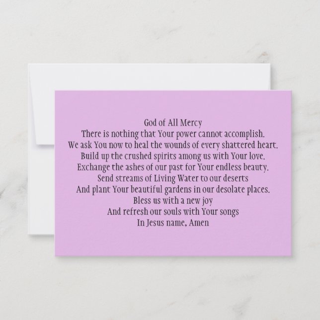 Agradecimento Cartão de Oração para a Reparação de Corações Queb (Frente)