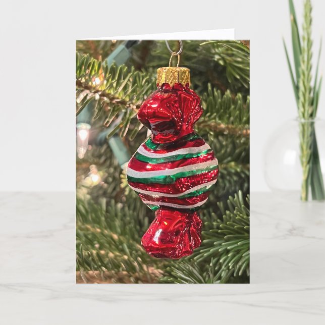 Agradecimento Cartão de Ornamento de Doces de Árvore de Natal (Frente)
