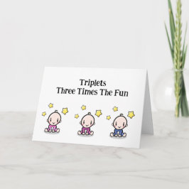 Agradecimento Cartão de Parabéns Triplets, 2 raparigas e 1 rapaz