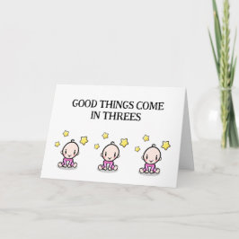 Agradecimento Cartão de Parabéns Triplets, 3 raparigas,