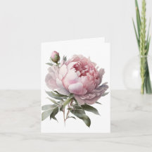 Cartão de Peônia em flor rosa