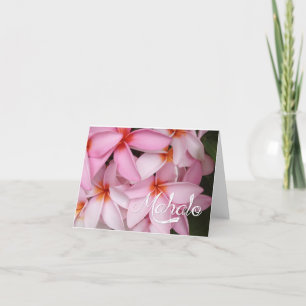 Agradecimento Cartão de Plumeria Rosa Mahalo