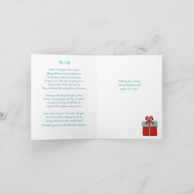 Agradecimento Cartão de Poesia de Natal (Interior)