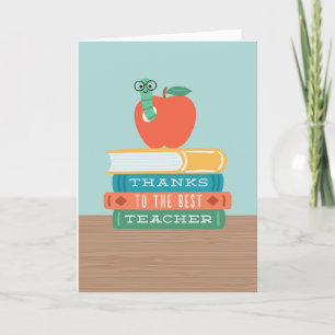 Agradecimento Cartão de Professora do Worm Book
