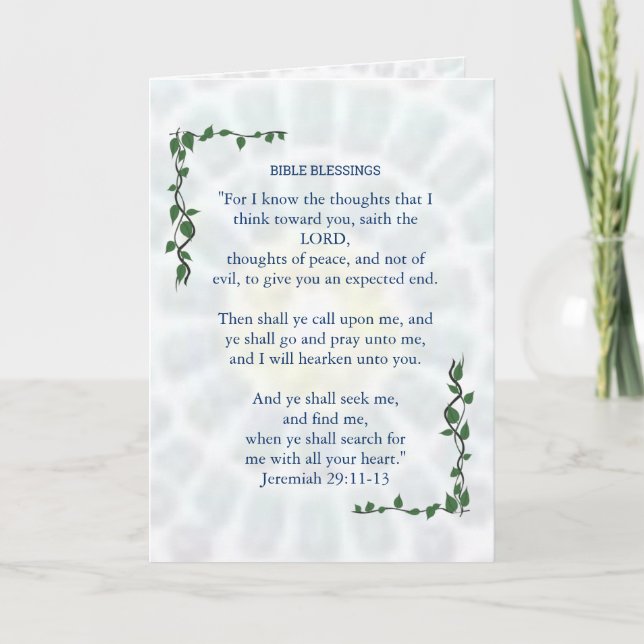 Agradecimento Cartão de promessa Jeremiah 29 BLESSINGS bíblia (Frente)