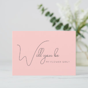 Agradecimento Cartão de Proposta para Menina Flor Rosa de Caligr