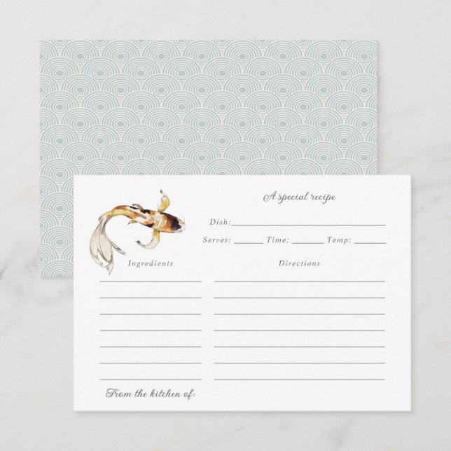 Agradecimento cartão de receita de peixe koi de aquarela (Frente/Verso)