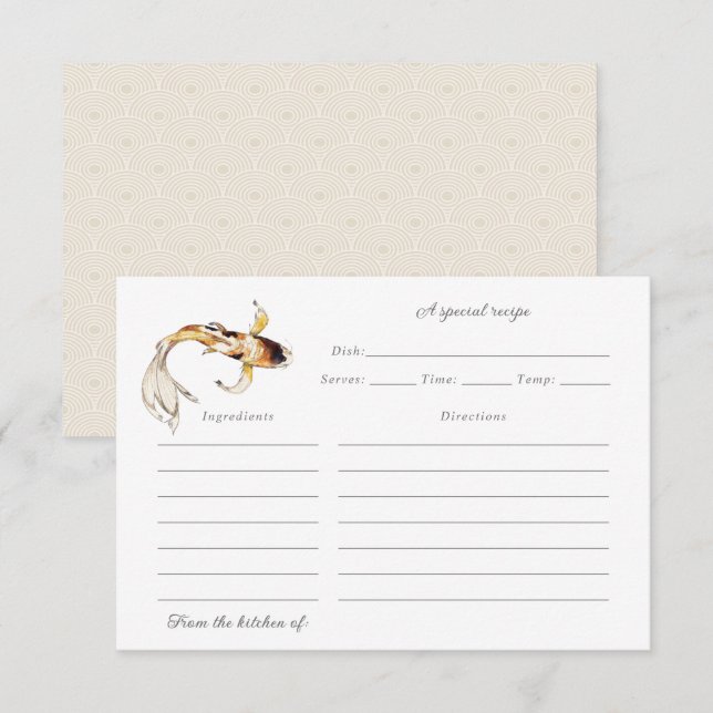 Agradecimento cartão de receita de peixe koi de aquarela (Frente/Verso)