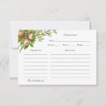 cartão de receitas de maçãs de aquarela