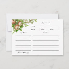 Agradecimento cartão de receitas de maçãs de aquarela