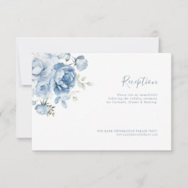 Agradecimento cartão de recepção de casamento floral azul empoei