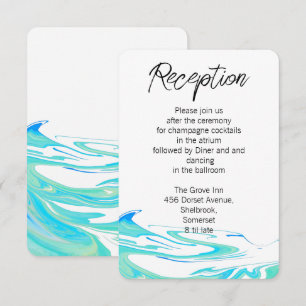 Agradecimento Cartão de Recepção de Casamento Onda Verde Azul do