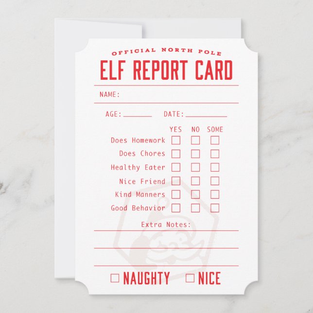 Agradecimento Cartão de Relatório Oficial Elf (Frente)