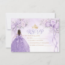 Cartão de Resposta Coroa de Quinceañera com Laço F