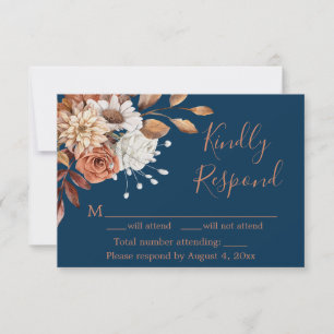Agradecimento Cartão de Resposta de Aniversário Floral Azul Mari
