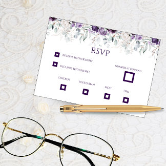 Agradecimento Cartão de Resposta de Casamento com Florais Vibran