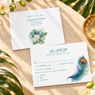 Agradecimento Cartão de Resposta de Casamento com Flores Tropica