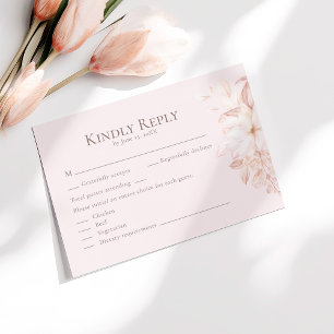 Agradecimento Cartão de Resposta de Casamento com Rosas Cor-de-R