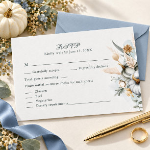 Agradecimento Cartão de Resposta de Casamento de Outono em Azul 