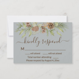 Agradecimento Cartão de Resposta de Casamento Elegante de Pinhei