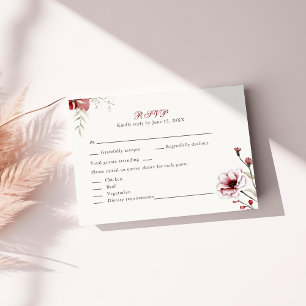 Agradecimento Cartão de Resposta de Casamento Floral Burgundy El