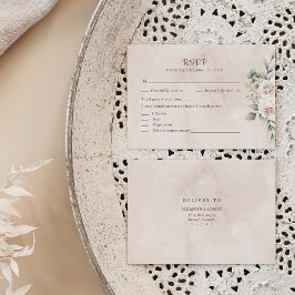 Agradecimento Cartão de Resposta de Casamento Floral Rosa Boho B