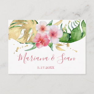 Agradecimento Cartão de Resposta de Casamento Floral Rosa Tropic