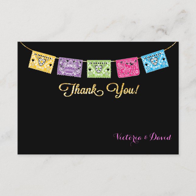 Agradecimento Cartão de Resposta de Casamento Mexicano (Frente)