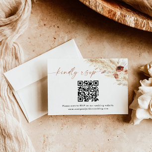 Agradecimento Cartão de Resposta de Código QR   Cartão RSVP Boho