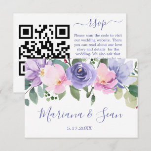 Agradecimento Cartão de Resposta de Código QR de Casamento Flora