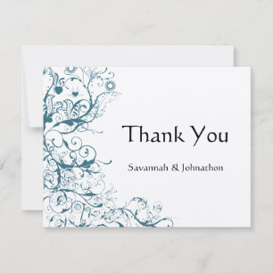 Agradecimento Cartão de Resposta de RSVP de Casamento Teal Birds