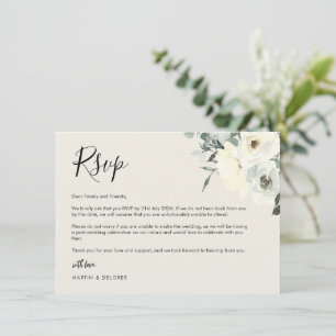 Agradecimento Cartão de Resposta Floral Delicado Creme Vintage