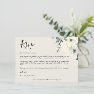Agradecimento Cartão de Resposta Floral Delicado Creme Vintage
