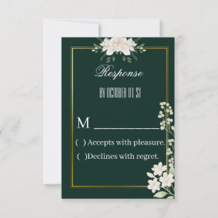 Agradecimento Cartão de Resposta Floral Verde e Dourado Elegante