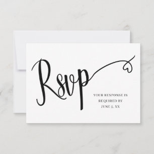 Agradecimento Cartão de RSVP de casamento com roteiro de coração