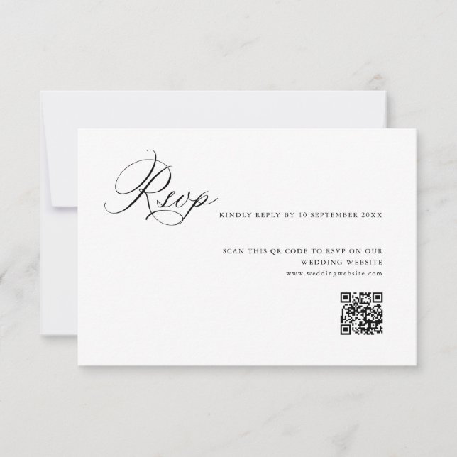 Agradecimento Cartão de RSVP de código QR de casamento com calig (Frente)