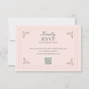 Agradecimento Cartão de RSVP de Código QR Verde Safira Elegante