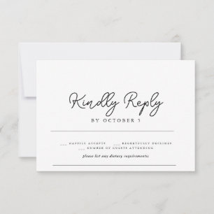 Agradecimento Cartão de RSVP moderno e elegante com escrita deli