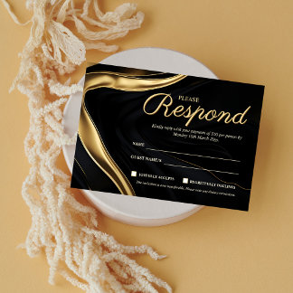 Agradecimento Cartão de RSVP para evento de negócios em preto do