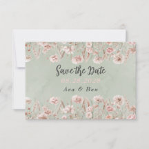 Cartão de Salvar a Data de Casamento em Verde Sage