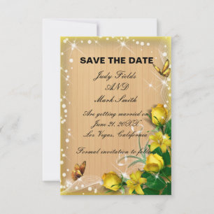 Agradecimento Cartão de Salvar a Data de Casamento Floral Amarel