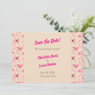 Agradecimento Cartão de Salve o Dia Floral Bege e Rosa Blush