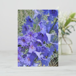 Agradecimento Cartão de saudação com design de larkspur flor "Oi