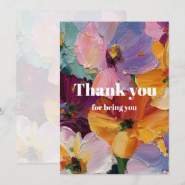 Agradecimento Cartão de Saudação com Pintura Floral Vibrante em