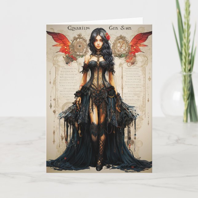 Agradecimento Cartão de Saudação da Garota Gótica Fantasy (Frente)