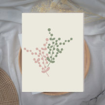 Cartão de saudação de arte de Bagas Rosa e Verde A