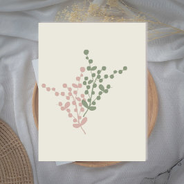 Agradecimento Cartão de saudação de arte de Bagas Rosa e Verde A